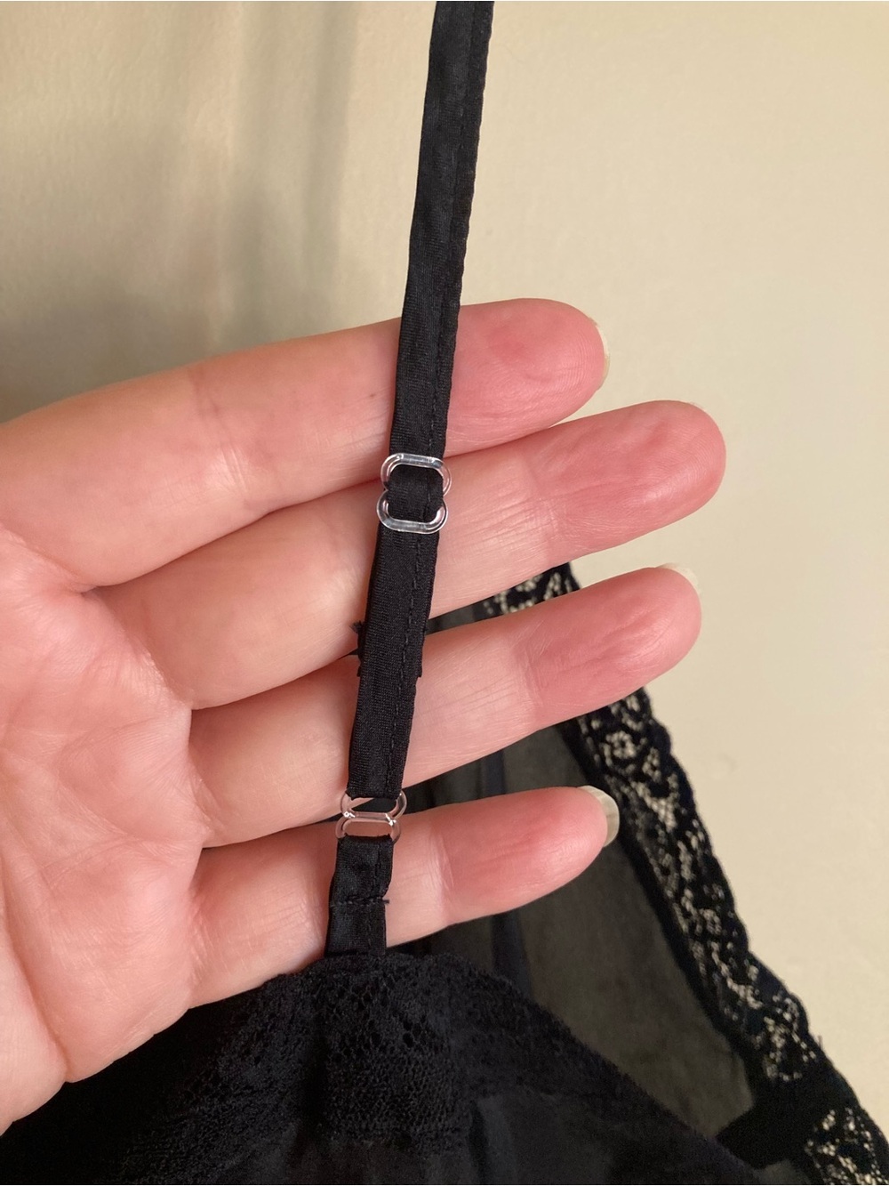 NEW Johnny Was 100% Silk Midi Length Slip Dress Lace Black Adjustable Straps L - Picture 7 of 9